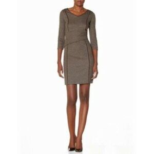 The Limited Brown Herringbone Piped Dress